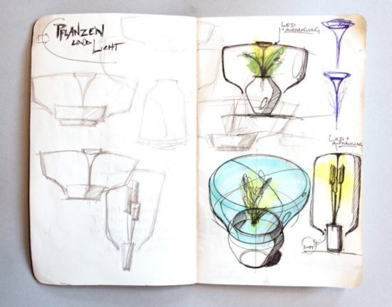 Processo criativo Mygdal Plant Lamp - a luminária com planta - Laguna