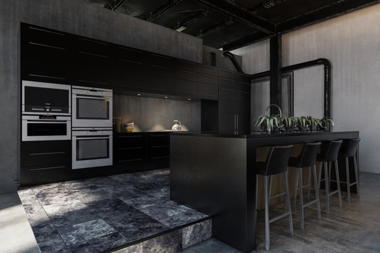 Tendência 2018 cozinha preta, teto preto - Construtora Laguna