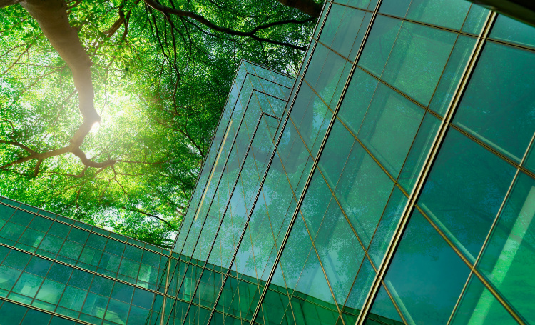 Edifício sustentável com vidro ecológico